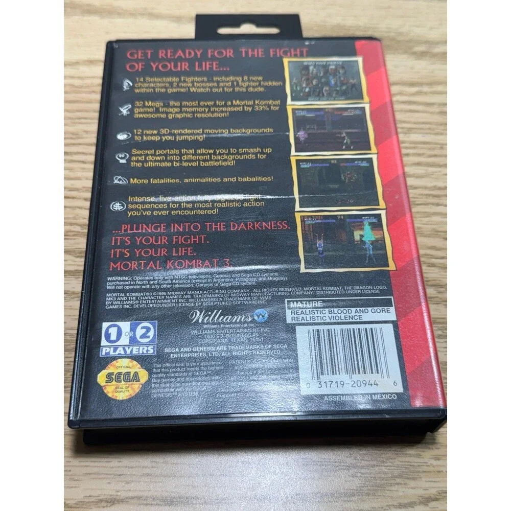 Mortal Kombat 3 (Sega Genesis, 1995) Genuine CIB Tested READ‎